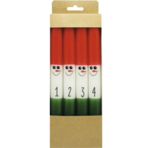 Adventné sviečky so snehuliakmi, číslované od jednej do štyroch