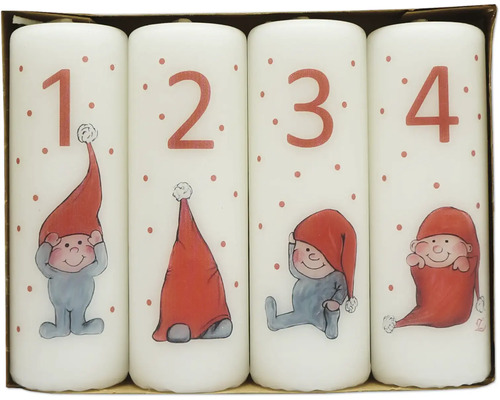 Sada adventných sviečok s číslami a vianočnými motívmi