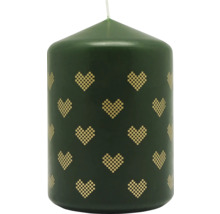 Zelená stĺpová sviečka so vzorom srdca