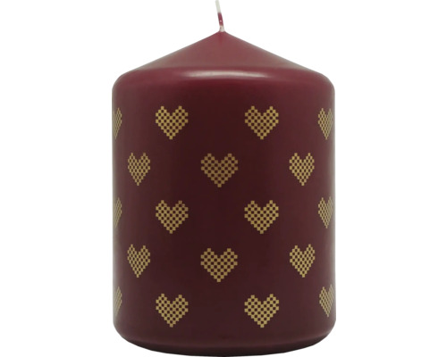 Sviečka s potlačou bordová Sviečka so vzorom srdca