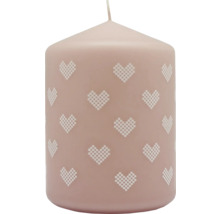 Dekoratívna stĺpová sviečka so vzorom srdca