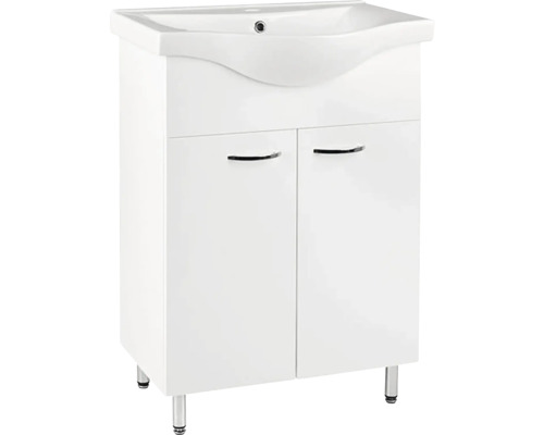 Skrinka pod umývadlo s dvomi dvierkami a umývadlom na dosku