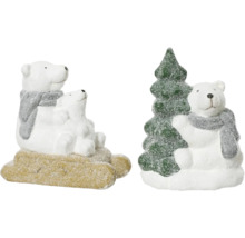 Dekoratívna skupina medveďov a figúrka vianočného stromčeka so šálom