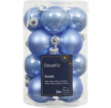 Balenie modrých sklenených vianočných gúľ, 3,5 cm, 16 kusov
