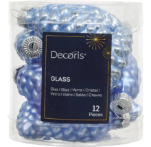 Dvanásť sklenených vianočných ozdôb v tvare šišky v balení