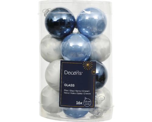 Balenie 16 sklenených vianočných gúľ, priemer 3,5 cm