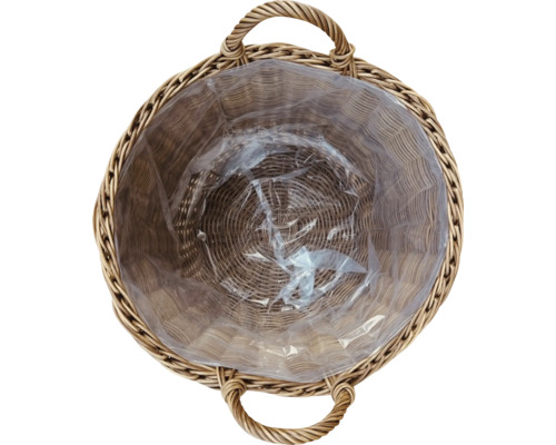 Prútený kôš na rastliny s fóliou a držadlami