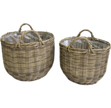 Dva prútené koše s rukoväťou