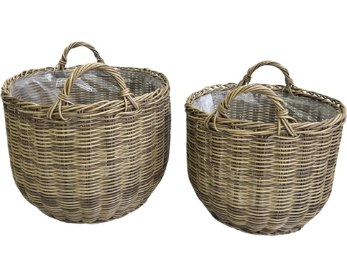 Dva prútené koše s rukoväťou