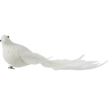 Dekoratívna biela holubica s klipom na pripevnenie.
