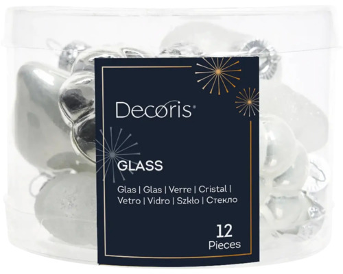Vianočné ozdoby trblietavé sklenené biele 12 ks Sklenené vianočné gule, 12 kusov