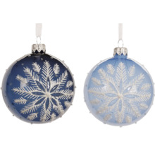 Dve vianočné gule so vzorom snehovej vločky