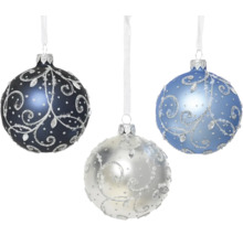 Tri ozdobné vianočné gule s ornamentmi