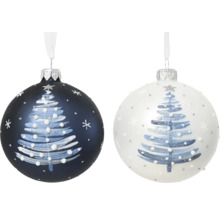 Dve vianočné gule s motívom vianočného stromčeka