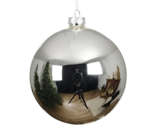 Strieborná vianočná guľa so závesom