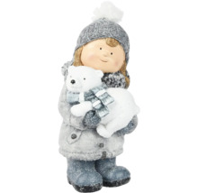 Dekoratívna zimná figúrka dievčatka s ľadovým medveďom