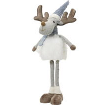 Dekoratívna figúrka losa s čiapkou a šálom ako vianočná dekorácia