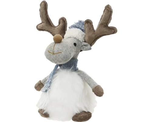 Dekoratívna figúrka jeleň textilný 22 cm Dekoratívna figúrka soba s čiapkou a šálom