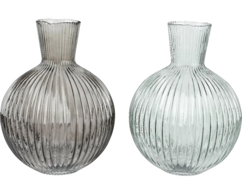 Váza sklenená výška 29 cm, rôzne farby Dve ryhované sklenené vázy