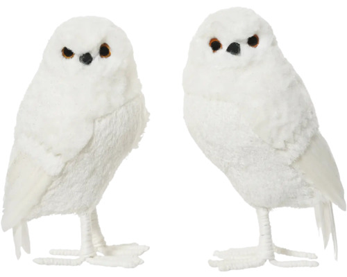 Dekoratívna figúrka sova stojaca polyester 25 cm biela Dve biele sovie figúrky ako dekorácia