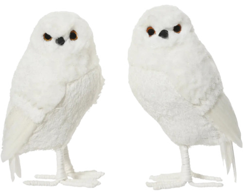Dekoratívna figúrka sova textilná 15 cm Dve dekoratívne biele sovy