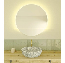 Okrúhle zrkadlo do kúpeľne s osvetlením Cordia ROUND MIRROR WITH ALUMINIUM SHELF IP 44
