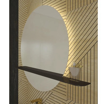 Okrúhle zrkadlo do kúpeľne s osvetlením Cordia ROUND MIRROR WITH ALUMINIUM SHELF IP 44