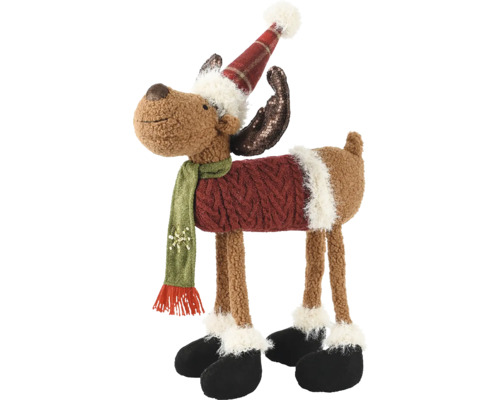 Dekoratívny los so šálom a čiapkou ako vianočná dekorácia