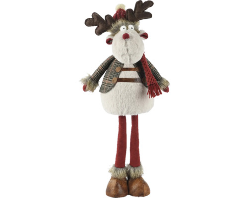 Dekoratívny los s parožím, bundou a šálom ako dekorácia