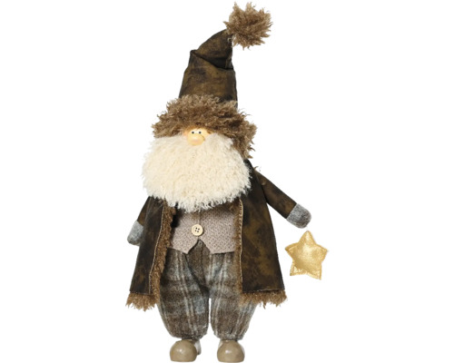 Figúrka Santa textilná 59 cm hnedý Dekoratívny Santa Claus s hviezdou ako vianočná dekorácia