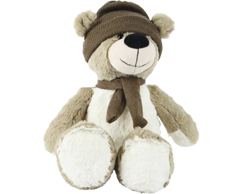 Plyšový medveď s čiapkou a šálom