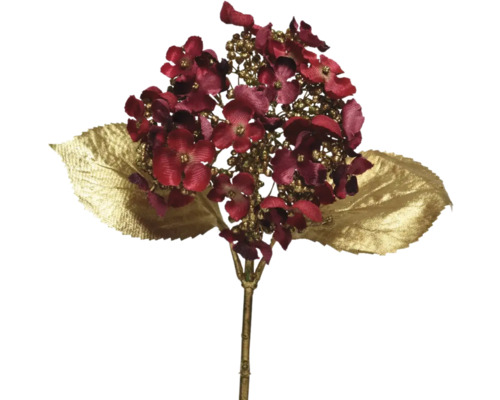 Umelá hortenzia s listami a ozdobnými perlami