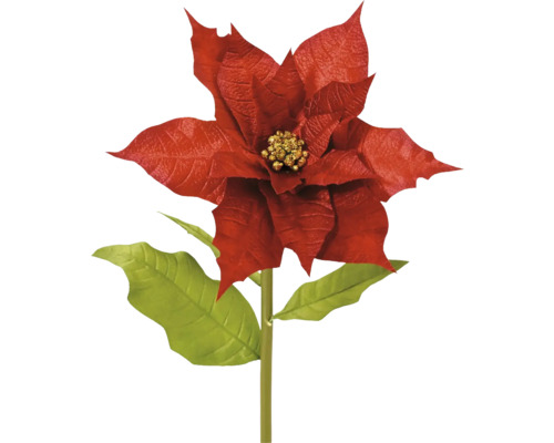 Umelá vianočná hviezda s listami a stonkou