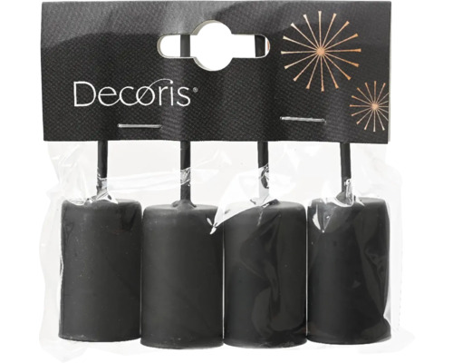 Svietniky do adventného venca kovové Ø 2 x 9 cm čierne 4 ks Štyri čierne sviečky na zapichnutie v balení od firmy Decoris