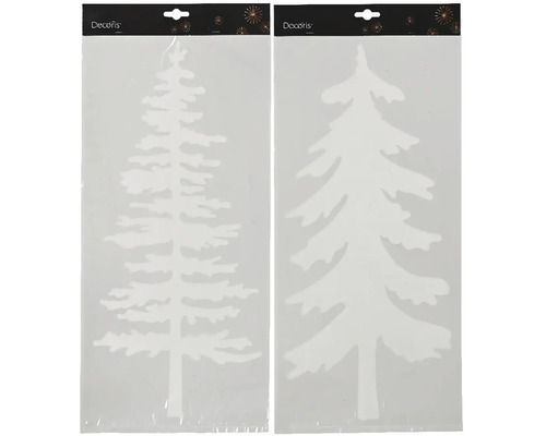 Okenná fólia vianočný strom 23 x 49 cm biela Dve balenia okenných nálepiek s motívmi vianočných stromčekov