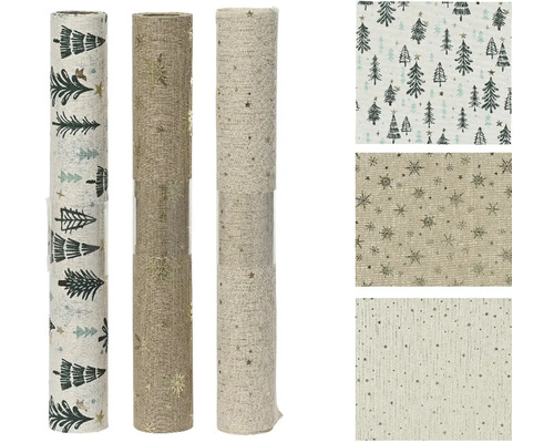Dekoratívny obrus vianočný 200 x 35 cm béžový, rôzne motívy Role dekoračných látok s rôznymi vzormi