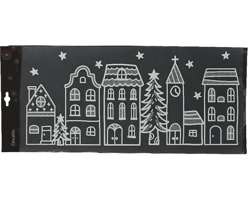 Okenná fólia vianočná 23 x 49 cm čierna Obrázok do okna s vianočným motívom mesta