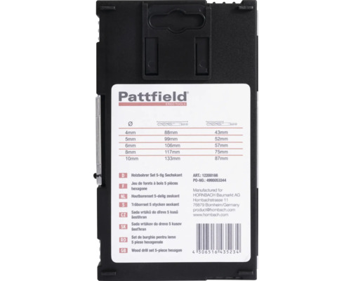 Sada vrtákov do dreva Pattfield, 5 kusov, šesťhran