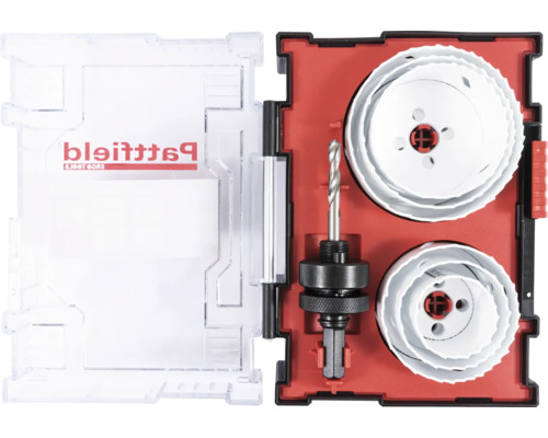 Sada dierových píl Patfield v otvorenom kufríku