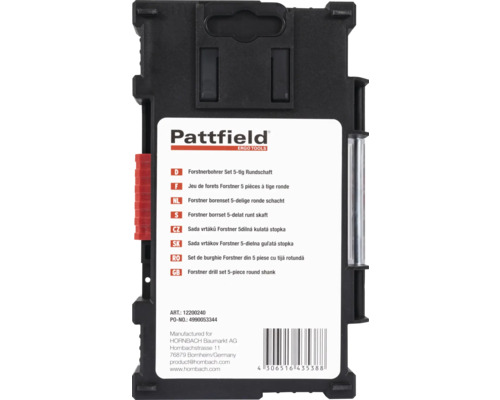 Sada vrtákov Forstner 5-dielna guľatá stopka Pattfield