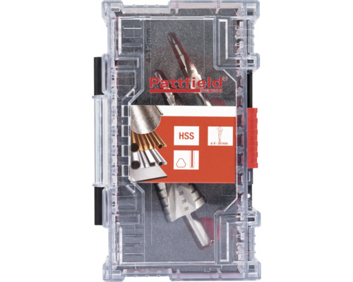 Sada stupňovitých vrtákov Pattfield Ergo Tools v kufríku