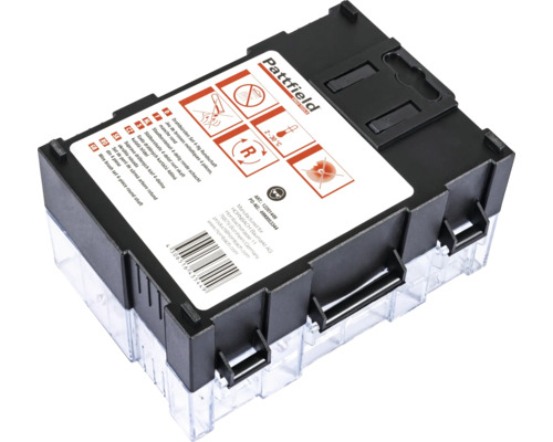 Súprava drôtených kief so štyrmi drôtenými kefami s okrúhlou stopkou v priehľadnej plastovej krabičke