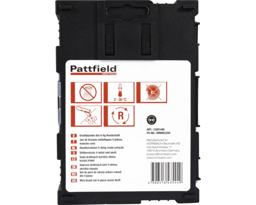 Súprava drôtených kief Pattfield štvor dielna okrúhla násada balenie