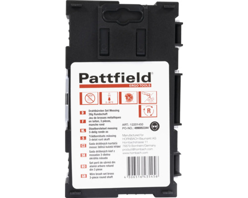 Sada drôtených kief Pattfield z mosadze 3-dielna okrúhla násada balenie