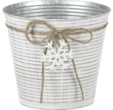 Dekoratívny kovový vedro so snehovou vločkou a šnúrkou