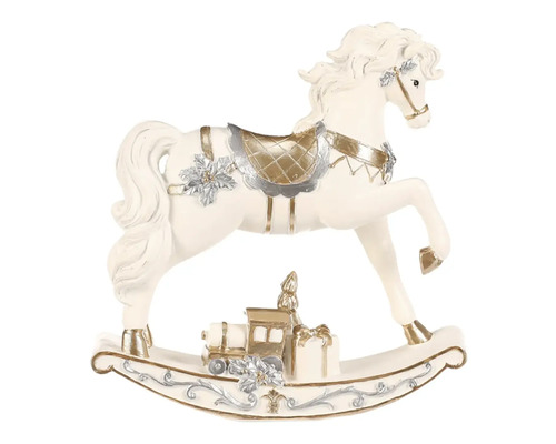 Dekoratívny hojdací kôň s vlakom ako vianočná dekorácia