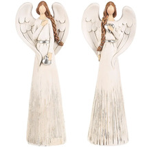 Dve figúrky anjelov s vrkočmi, srdcom a krídlami ako dekorácia