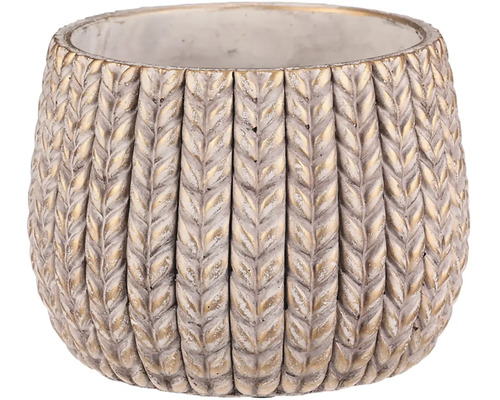 Betónový obal na kvetináč mozaika klasov 19x14 cm béžový Kvetináč so vzorom pletenia