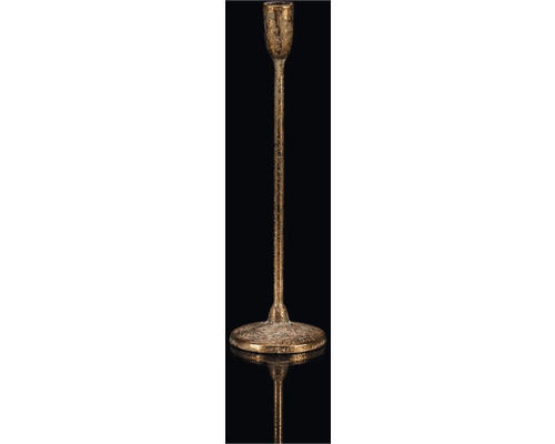 Svietnik kovový úzky na podstavci zlatý 31 cm Kovový svietnik