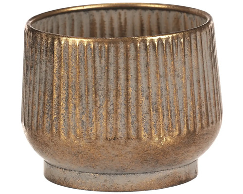 Kovová vianočná dekorácia misa na aranž zlatá 1/3 stredná 13x10 cm Dekoratívny kvetináč s rebrovaným povrchom